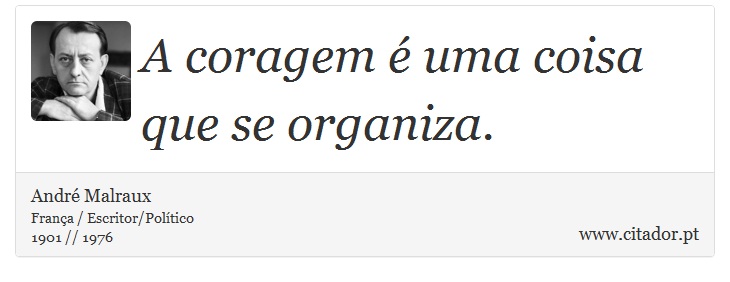 A coragem é uma coisa que se organiza. - André Malraux - Frases