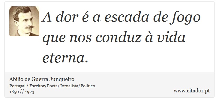 A dor é a escada de fogo que nos conduz à vida eterna. - Abílio de Guerra Junqueiro - Frases