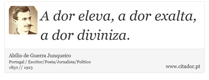 A dor eleva, a dor exalta, a dor diviniza. - Abílio de Guerra Junqueiro - Frases