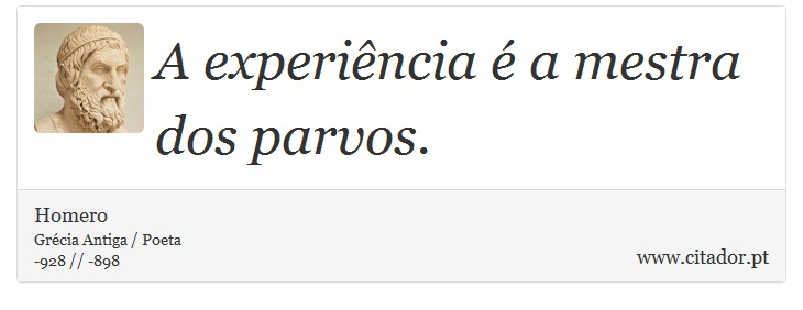A experiência é a mestra dos parvos. - Homero - Frases