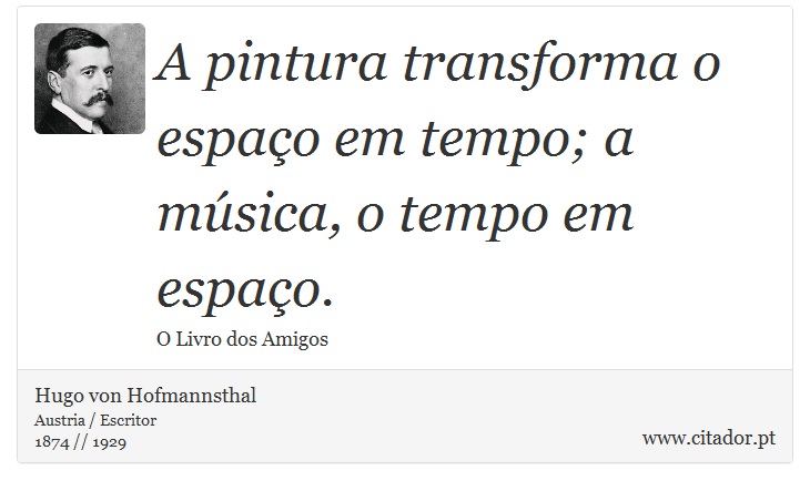 A pintura transforma o espaço em tempo; a música, o tempo em espaço. - Hugo von Hofmannsthal - Frases
