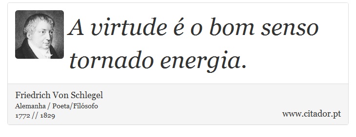 A virtude é o bom senso tornado energia. - Friedrich Von Schlegel - Frases