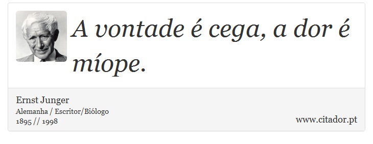 A vontade é cega, a dor é míope. - Ernst Junger - Frases