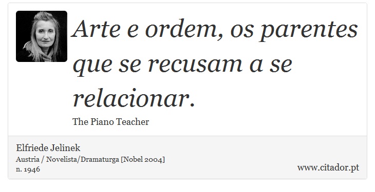 Arte e ordem, os parentes que se recusam a se relacionar. - Elfriede Jelinek - Frases