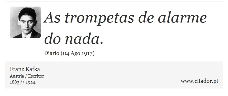 As trompetas de alarme do nada. - Franz Kafka - Frases