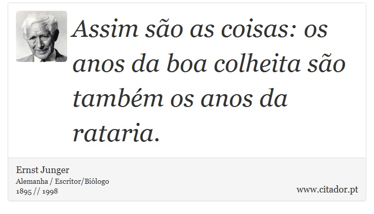 Assim são as coisas: os anos da boa colheita são também os anos da rataria. - Ernst Junger - Frases