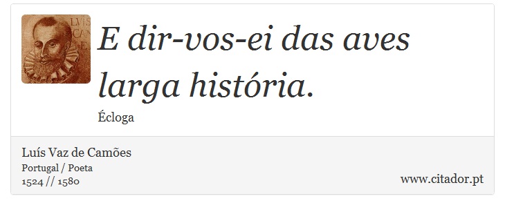 E dir-vos-ei das aves larga histria. - Lus Vaz de Cames - Frases