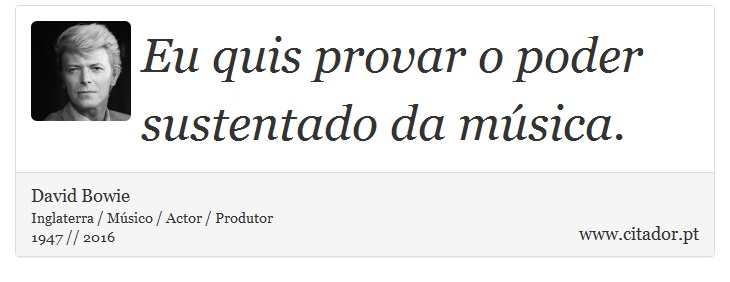 Eu quis provar o poder sustentado da música. - David Bowie - Frases