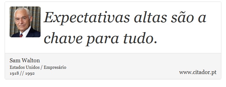 Expectativas altas são a chave para tudo. - Sam Walton - Frases
