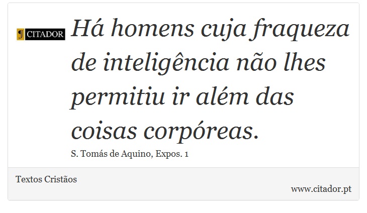 Há homens cuja fraqueza de inteligência não lhes permitiu ir além das coisas corpóreas. - Textos Cristãos - Frases