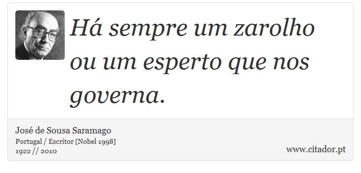 Há sempre um zarolho ou um esperto que nos governa. - José Saramago - Frases