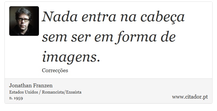 Nada entra na cabeça sem ser em forma de imagens. - Jonathan Franzen - Frases