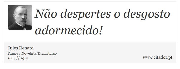 Não despertes o desgosto adormecido! - Jules Renard - Frases