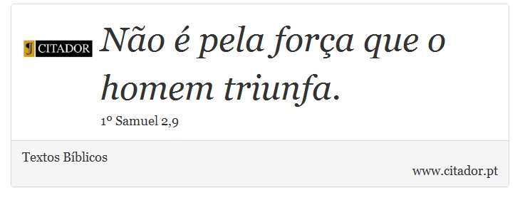 Não é pela força que o homem triunfa. - Textos Bíblicos - Frases