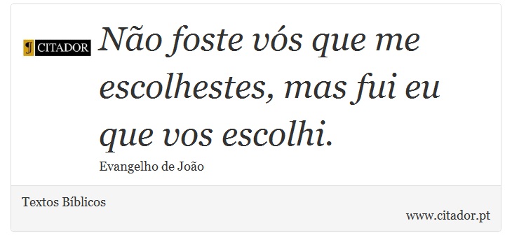 Não foste vós que me escolhestes, mas fui eu que vos escolhi. - Textos Bíblicos - Frases