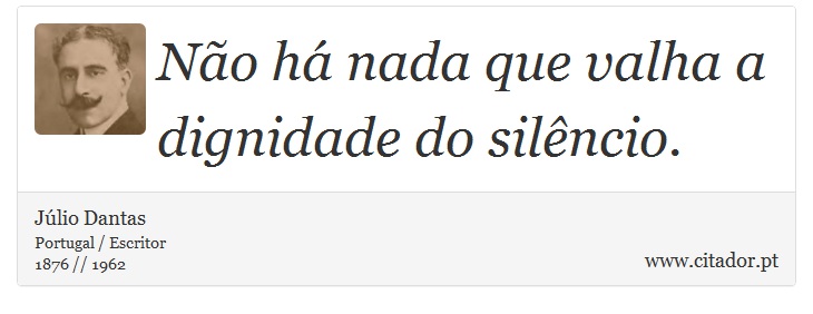 Não há nada que valha a dignidade do silêncio. - Júlio Dantas - Frases