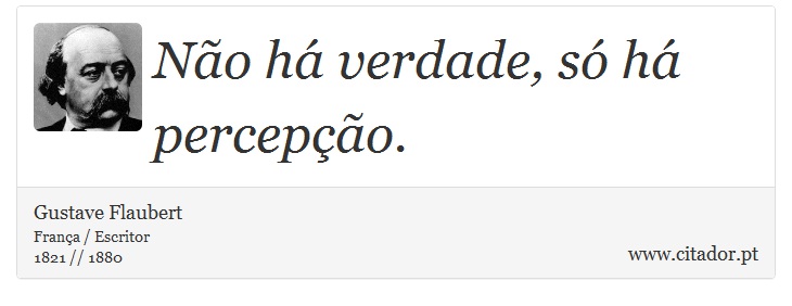 Não há verdade, só há percepção. - Gustave Flaubert - Frases