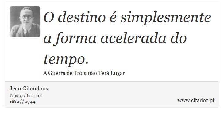 O destino é simplesmente a forma acelerada do tempo. - Jean Giraudoux - Frases