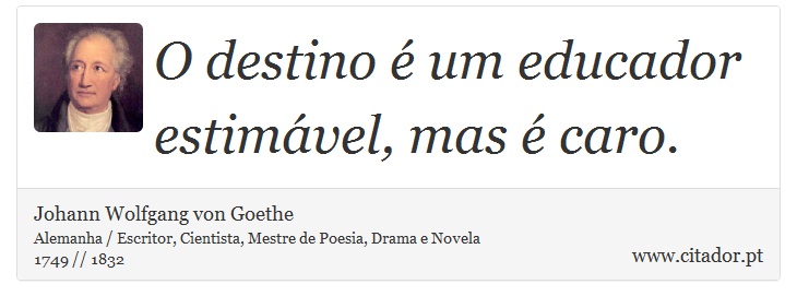 O destino é um educador estimável, mas é caro. - Johann Wolfgang von Goethe - Frases