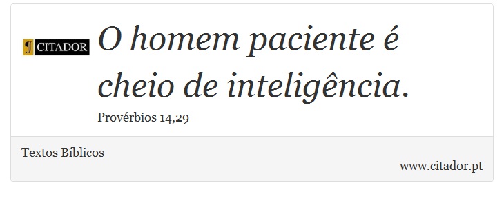 O homem paciente é cheio de inteligência. - Textos Bíblicos - Frases
