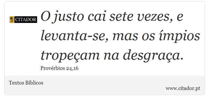 O justo cai sete vezes, e levanta-se, mas os ímpios tropeçam na desgraça. - Textos Bíblicos - Frases