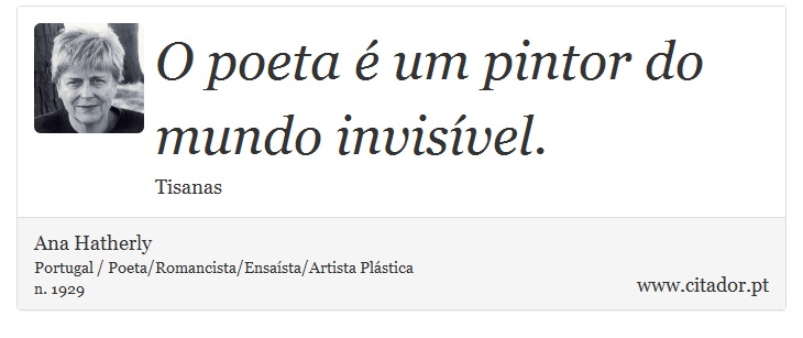 O poeta é um pintor do mundo invisível. - Ana Hatherly - Frases