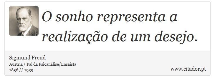 O sonho representa a realização de um desejo. - Sigmund Freud - Frases