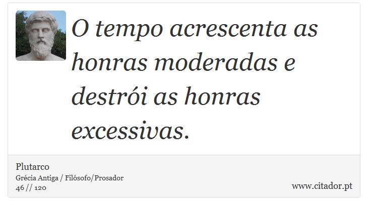 O tempo acrescenta as honras moderadas e destrói as honras excessivas. - Plutarco - Frases