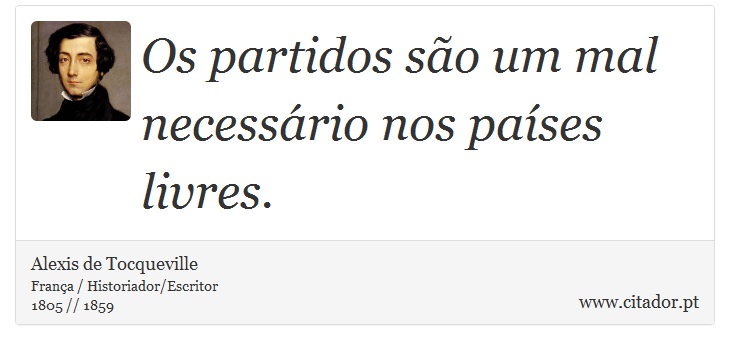 Os partidos são um mal necessário nos países livres. - Alexis de Tocqueville - Frases