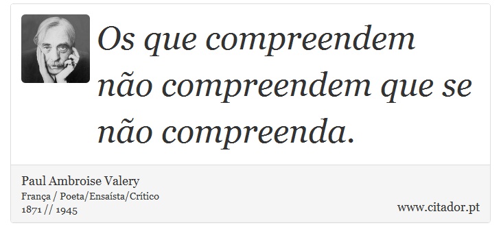 Os que compreendem não compreendem que se não compreenda. - Paul Ambroise Valery - Frases