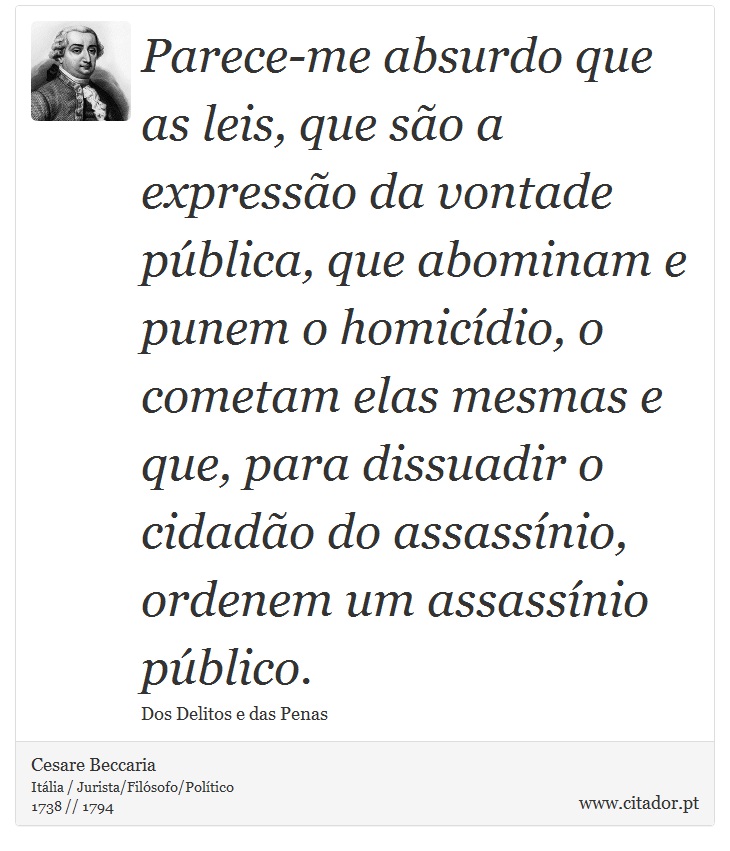 Parece-me absurdo que as leis, que são a expre... - Cesare Beccaria - Frases