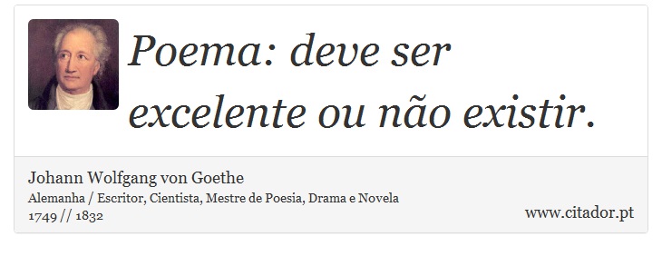 Poema: deve ser excelente ou não existir. - Johann Wolfgang von Goethe - Frases
