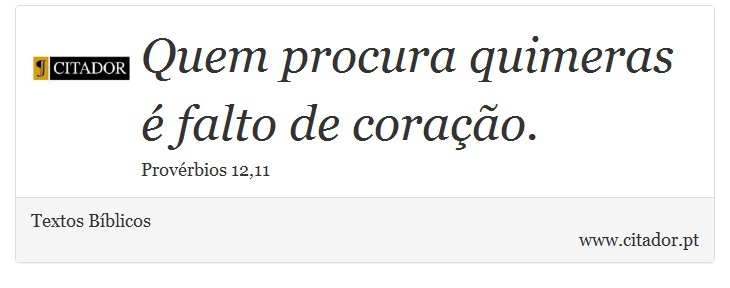 Quem procura quimeras é falto de coração. - Textos Bíblicos - Frases