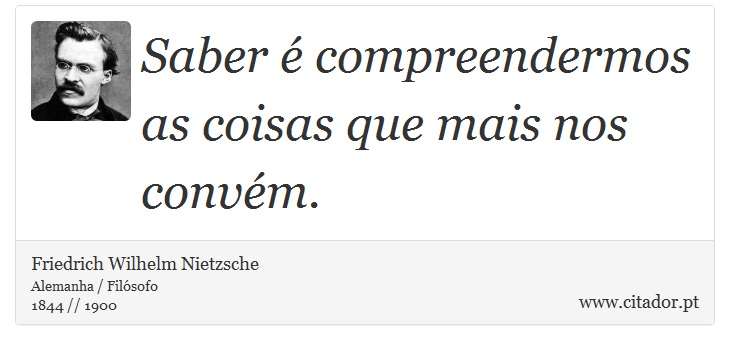 Saber é compreendermos as coisas que mais nos convém. - Friedrich Wilhelm Nietzsche - Frases