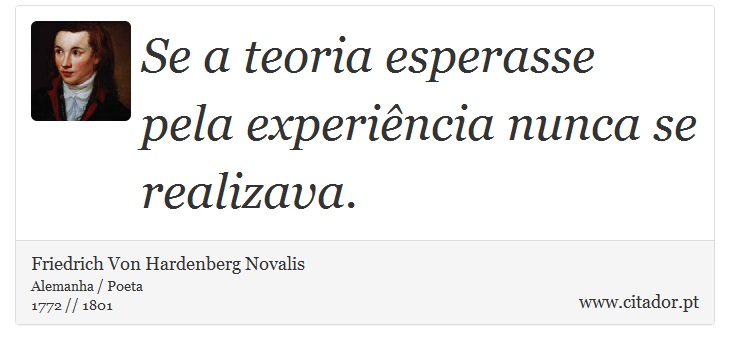 Se a teoria esperasse pela experiência nunca se realizava. - Friedrich Von Hardenberg Novalis - Frases