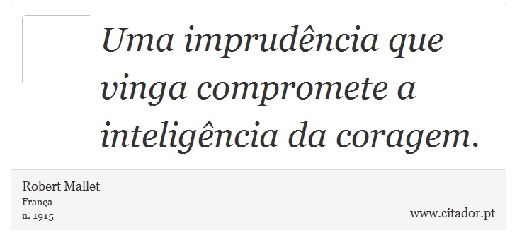 Uma imprudência que vinga compromete a inteligência da coragem. - Robert Mallet - Frases