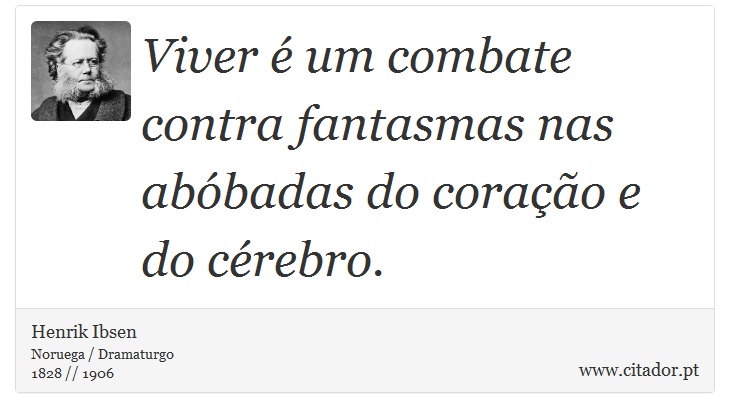 Viver é um combate contra fantasmas nas abóbadas do coração e do cérebro. - Henrik Ibsen - Frases