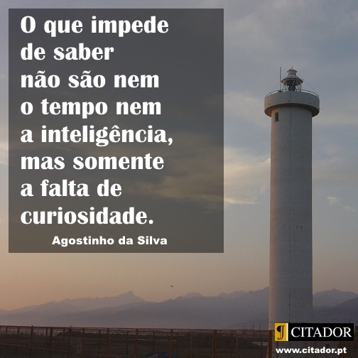 A Falta de Curiosidade - Agostinho da Silva : O que impede de saber não são nem o tempo nem a inteligência, mas somente a falta de curiosidade.