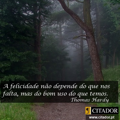 O Bom Uso do que Temos - Thomas Hardy : A felicidade não depende do que nos falta, mas do bom uso do que temos.