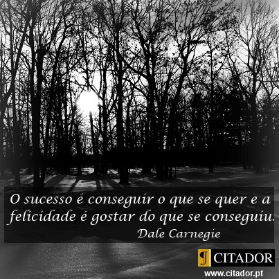 Gostar do que se Conseguiu - Dale Carnegie : Sucesso é conseguir o que se quer e felicidade é gostar do que se conseguiu.