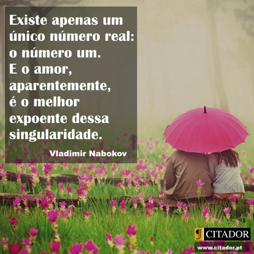 O Amor é o Número Um - Vladimir Nabokov : Existe apenas um único número real: o número um. E o amor, aparentemente, é o melhor expoente dessa singularidade.